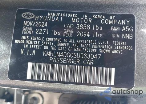 2025 Hyundai Elantra Sel Sport from USA, damaged, VIN KMHLM4DG0SU933047